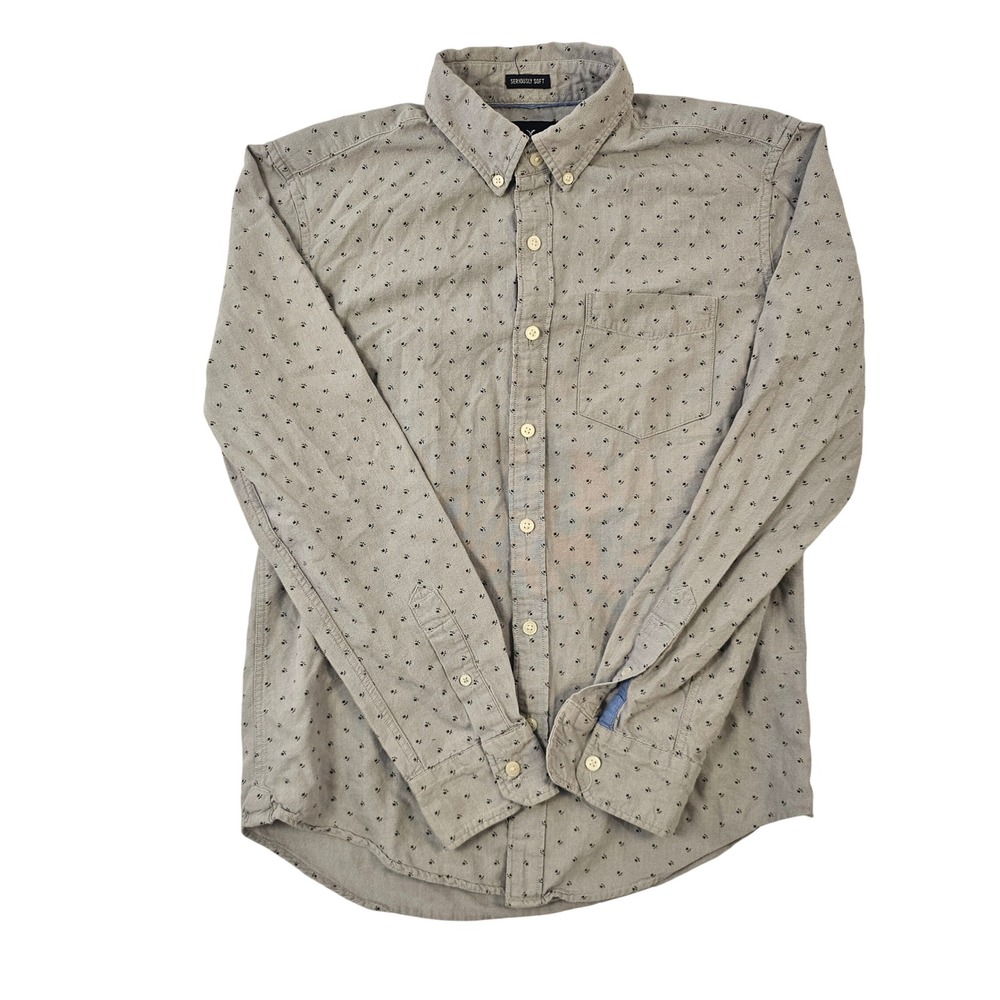 American Eagle Outfitters Mens Classic Fit Grey Floral Button Down Shirt Large
